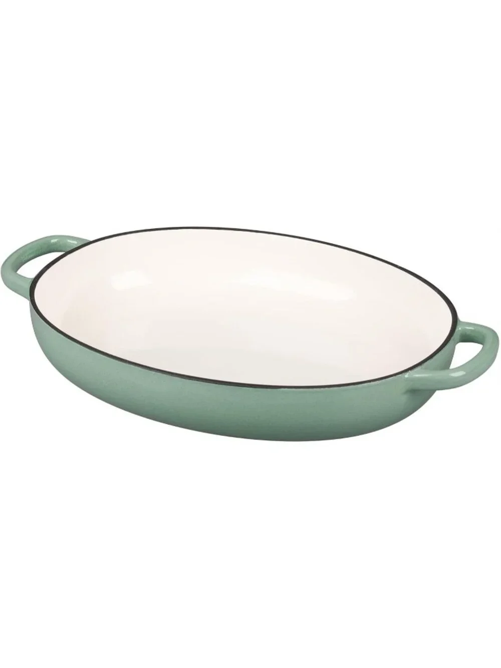 Sage Green 6QT Oval Cast Iron Dutch Oven Pot with Lid Bread Dutch Baking Pan